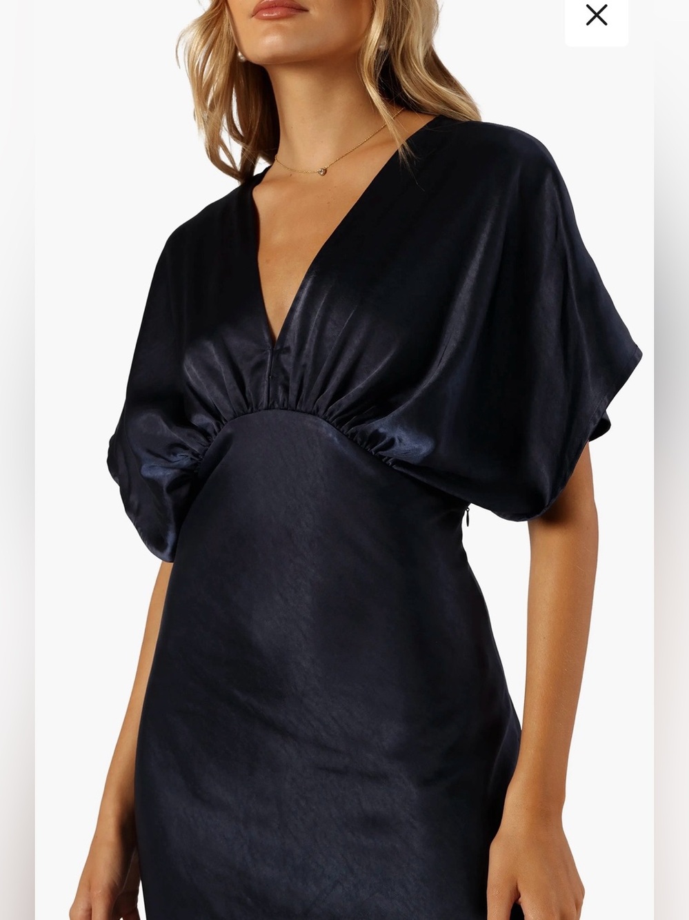 NWT Petal & Pup Sz Medium Navy Blue Ricki Dolman Sleeve Satin Maxi Dress Ret $99 - Picture 4 of 14